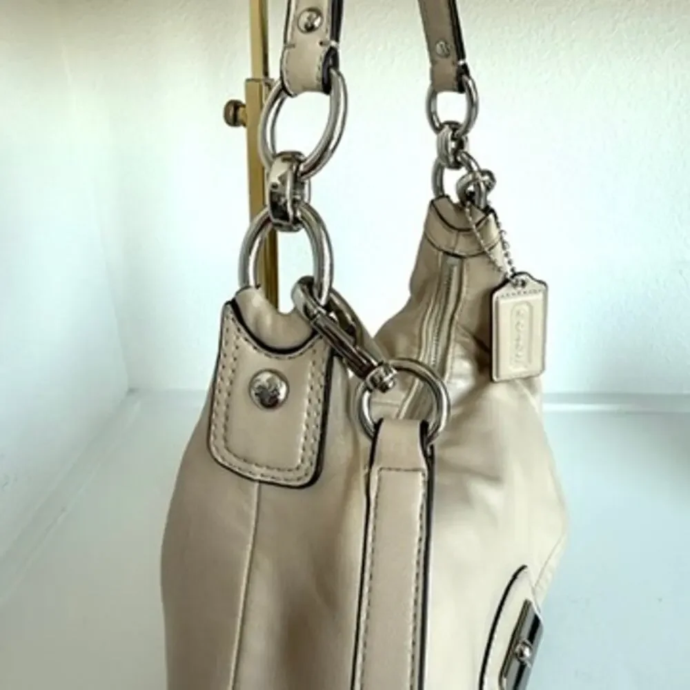 Coach Leather Shoulder Bag Crossbody Beige F22306‎ Convertible Classic